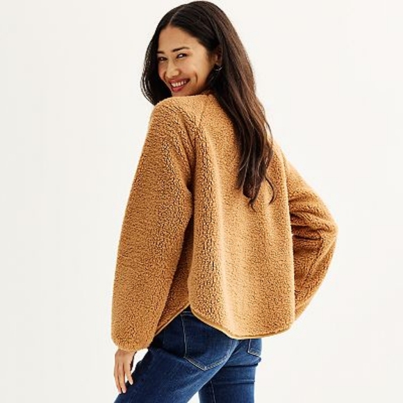 Sherpa Fleece Snap Button Jacket - Picture 3 of 3